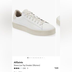 AllSaints White Leather Sneakers-Shana Low Top EU 40